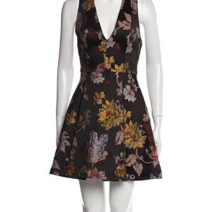 Alice and Olivia Floral V-Neck Dress